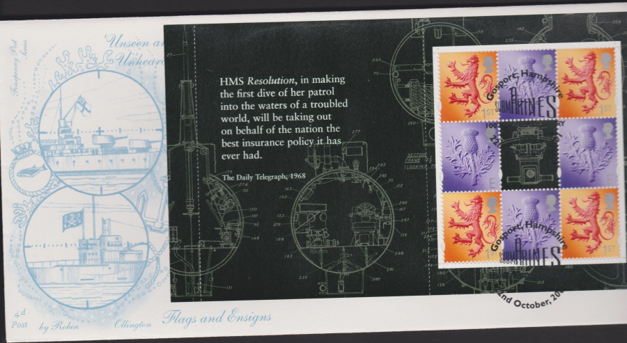 2002 - FDC 4d Post Flags & Ensigns PSP set of 4 l Book -Birmingham Postmark