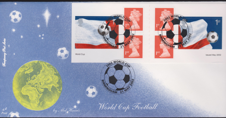 2002 - FDC 4d Post World Cup Retail Book -Birmingham Postmark - Click Image to Close