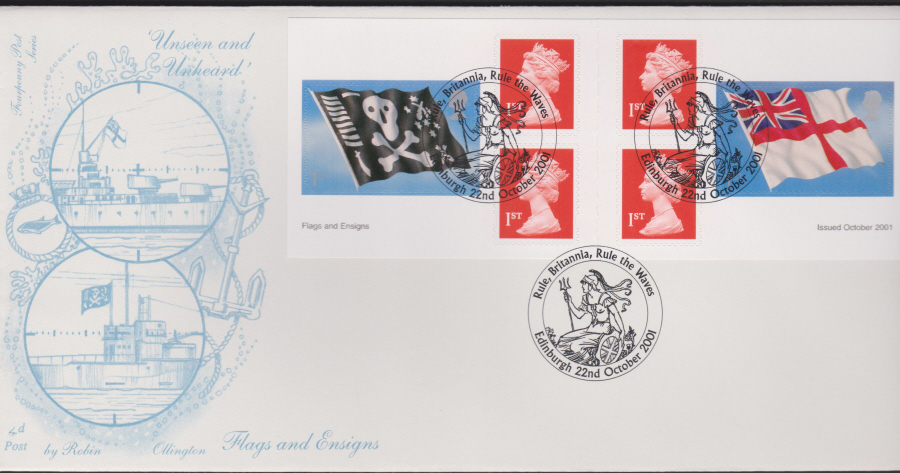 2001 - FDC 4d Post Flags & Ensigns Retail Book -Edinburgh Postmark