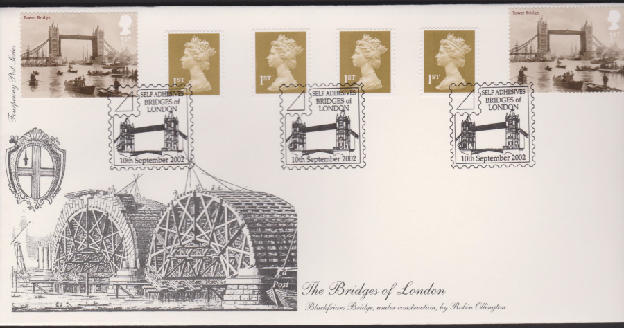 2002 - FDC 4d Post Bridges of London Retail Book -London Postmark