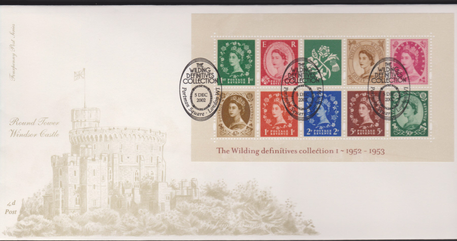 2002 - FDC 4d Post Wilding Mini Sheet 1 -Portman Sq,London Postmark