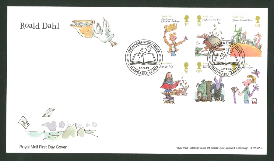 2012 - Roald Dahl Set First Day Cover, Llandaff Postmark