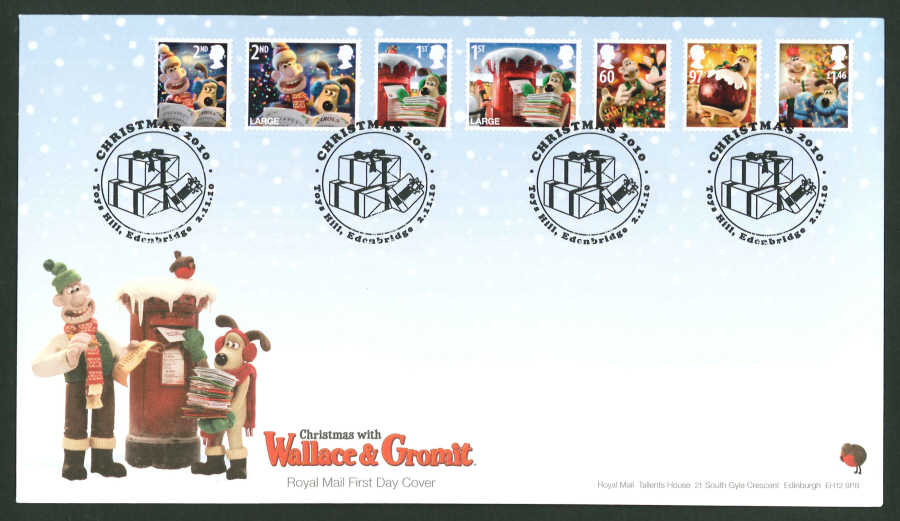 2010 - Christmas Set First Day Cover, Toys Hill, Edenbridge Postmark - Click Image to Close