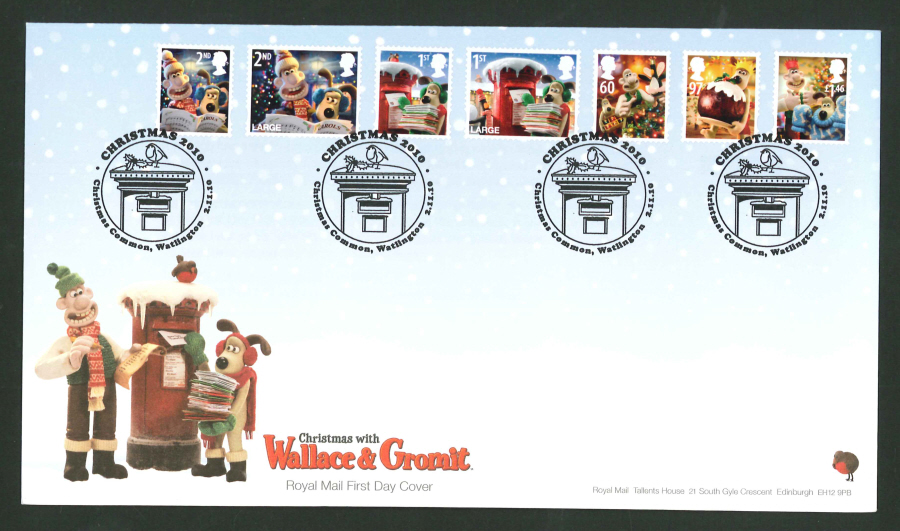 2010 - Christmas Set First Day Cover, Christmas Common, Watlington Postmark
