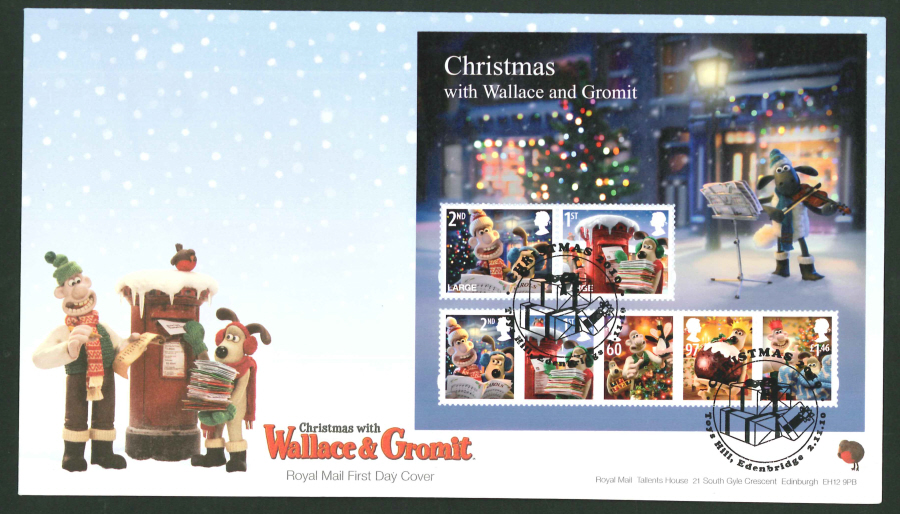 2010 - Christmas Mini Sheet First Day Cover, Toys Hill, Edenbridge Postmark - Click Image to Close