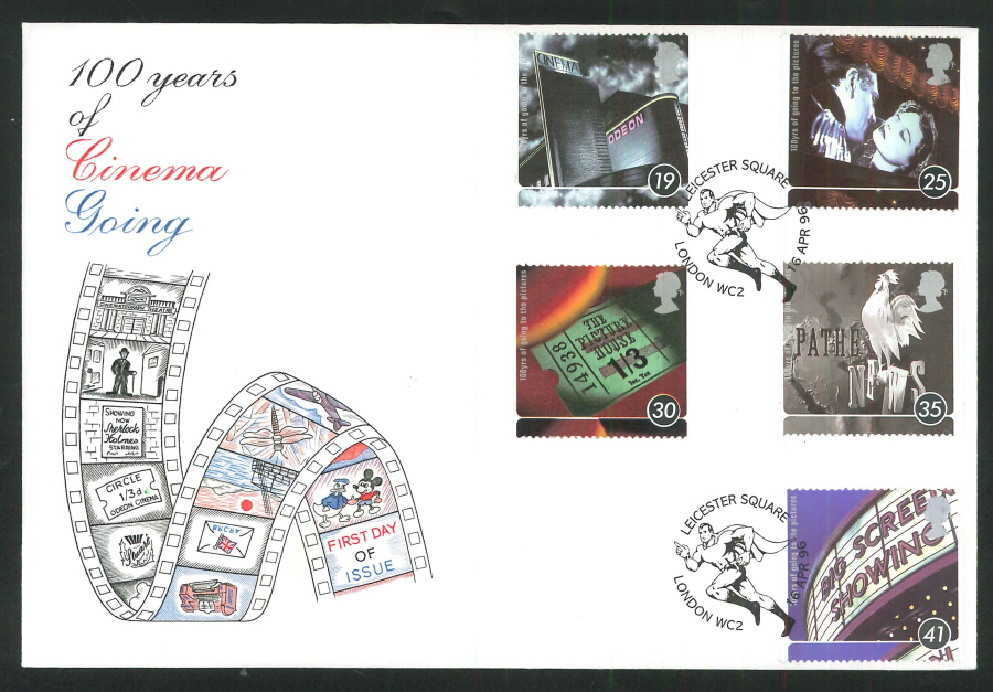 1996 Cinema FDC Leicester Square London WC2 Diff Handstamp - Click Image to Close
