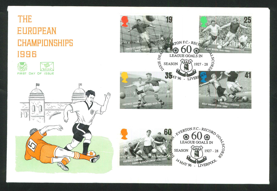 1996 Football FDC Everton Liverpool Handstamp