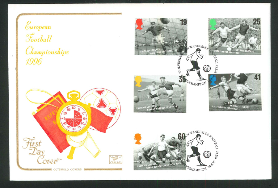 1996 Football FDC Wolverhampton Wanderers Club Handstamp