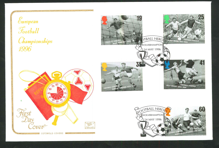 1996 Football FDC Wolverhampton Football Heroes Handstamp