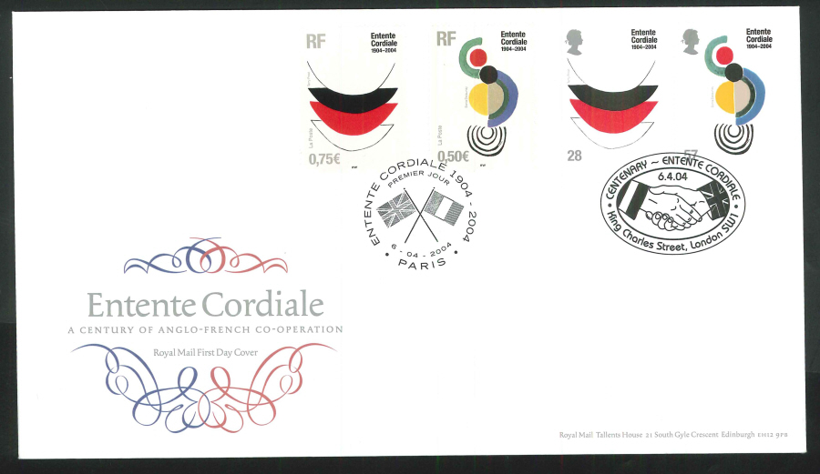 2004 Entente Cordiale FDC GB & French Double Handstamp - Click Image to Close