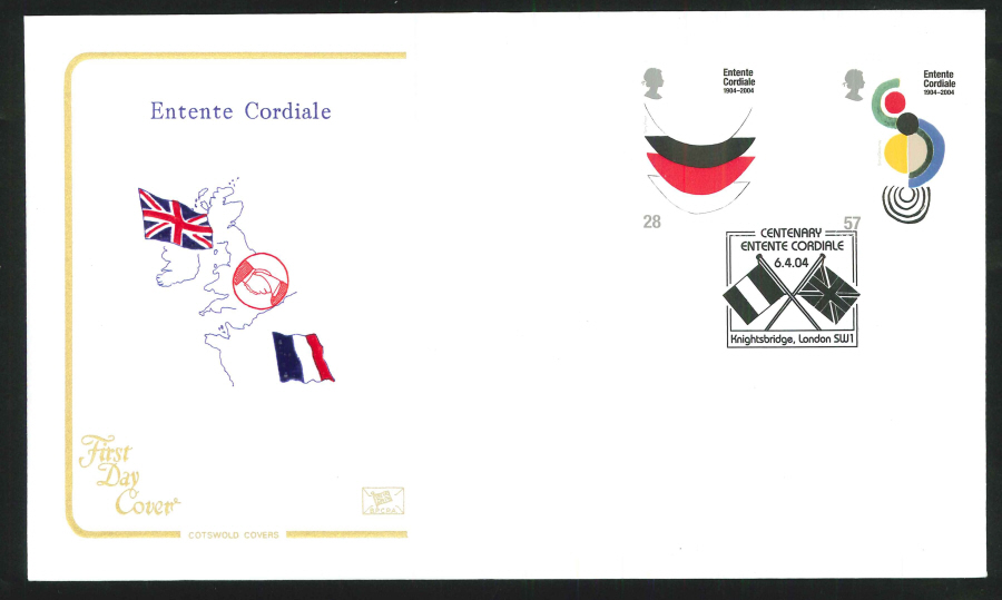 2004 Entente Cordiale FDC Knightsbridge London SW1 Handstamp - Click Image to Close