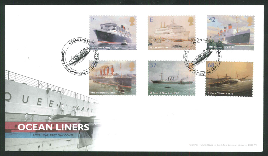 2004 Ocean Liners Set FDC Canberra Way Handstamp