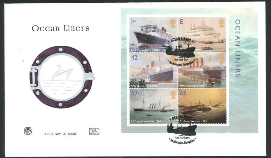 2004 Ocean Liners M/S FDC Southampton Handstamp - Click Image to Close