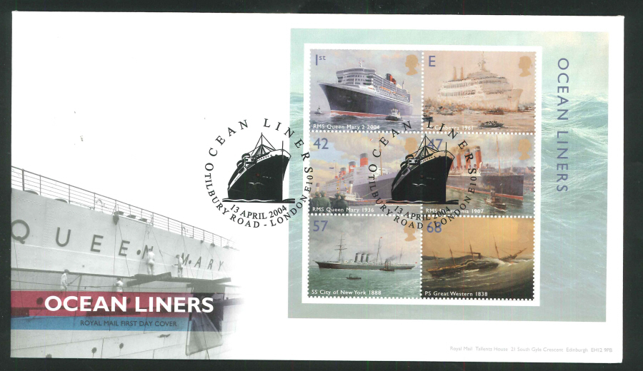 2004 Ocean Liners M/S FDC Tilbury Rd London Handstamp