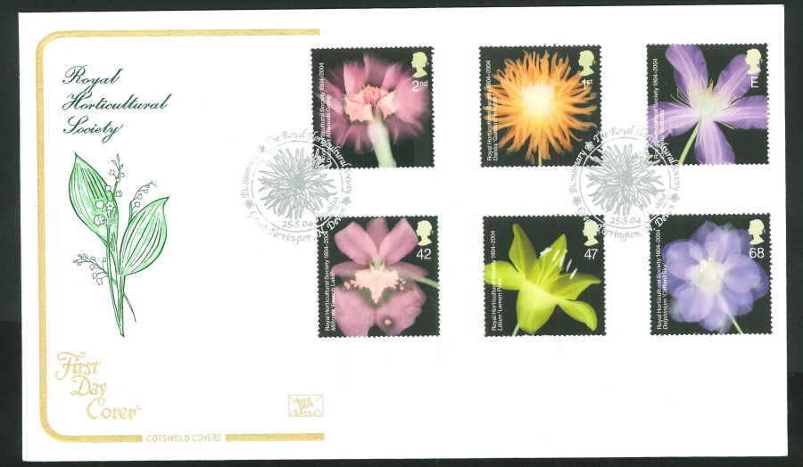 2004 R H S Flowers Set FDC Great Torrington Handstamp