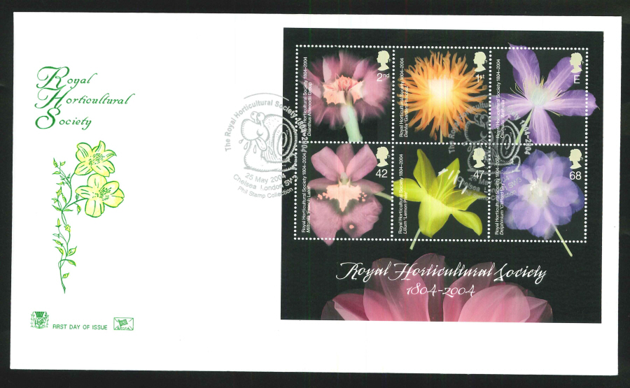 2004 R H S Flowers M/S FDC Chelsea SW3 Handstamp - Click Image to Close