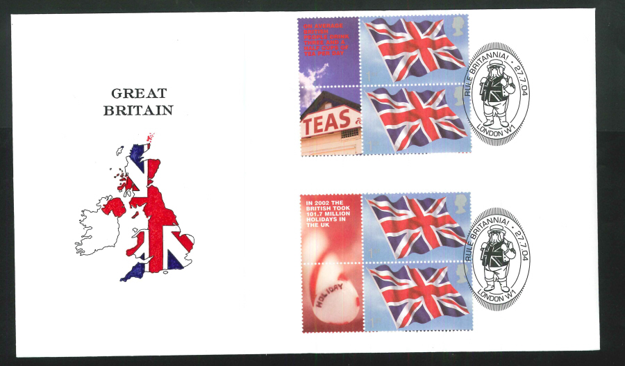 2004 Rule Britania Sheet FDC London W1Handstamp