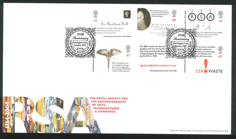 2004 Royal Soc. Arts FDC Kensington Gate Handstamp