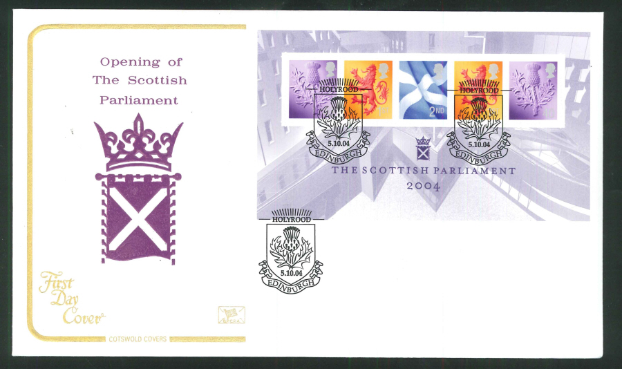 2004 Scottish Parliament FDC Hollyrood Edinburgh Handstamp - Click Image to Close