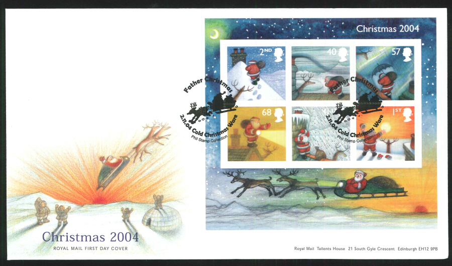 2004Christmas M/S FDC Cold Christmas Ware Handstamp