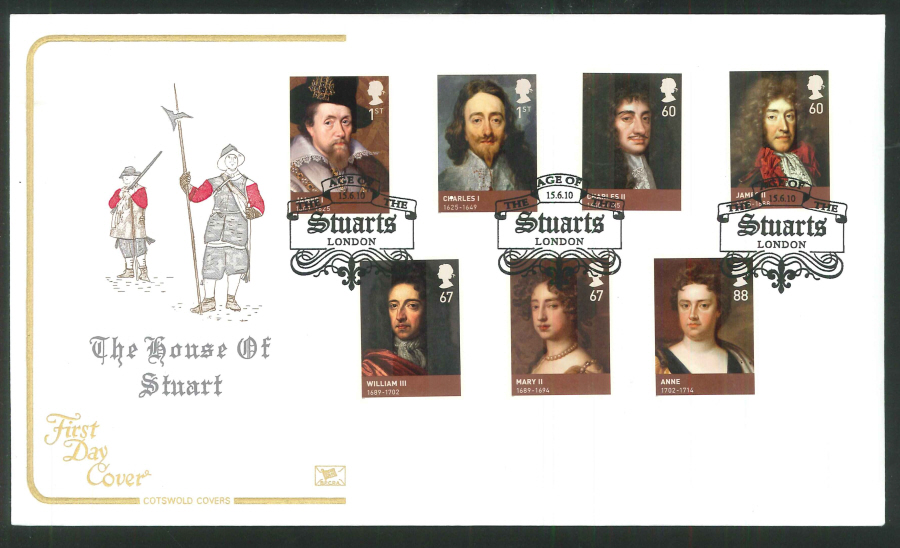 2010 FDC House of Stuart Set Stuarts London Handstamp - Click Image to Close