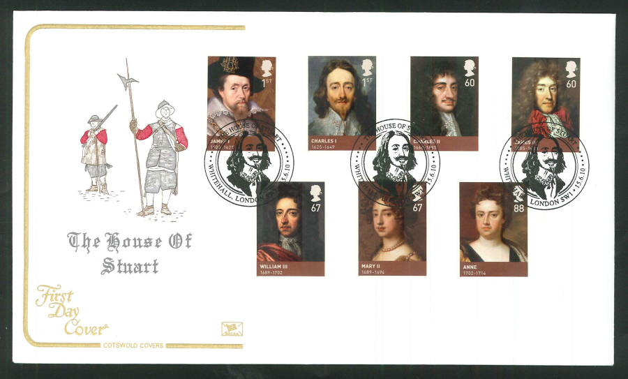 2010 FDC House of Stuart Set Whitehall London Handstamp - Click Image to Close