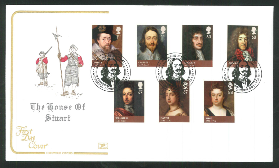 2010 FDC House of Stuart Set Whitehall London Handstamp