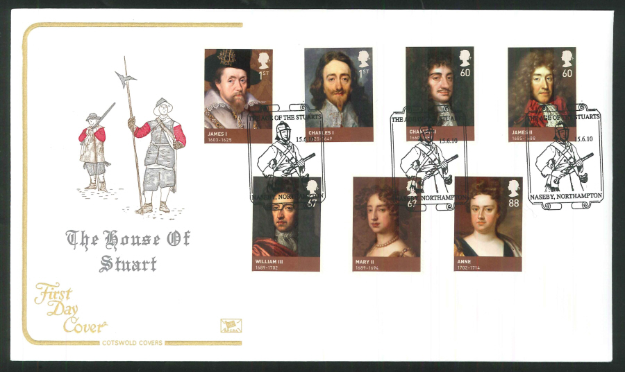 2010 FDC House of Stuart Set Northampton Handstamp