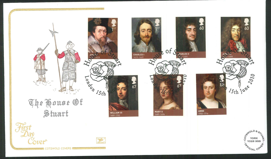 2010 FDC House of Stuart Set Cotswold London Handstamp - Click Image to Close