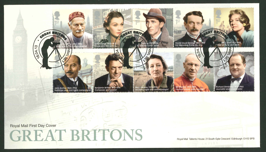 2013 - Great Britons Set First Day Cover (Norman Parkinson), London SE1 Postmark