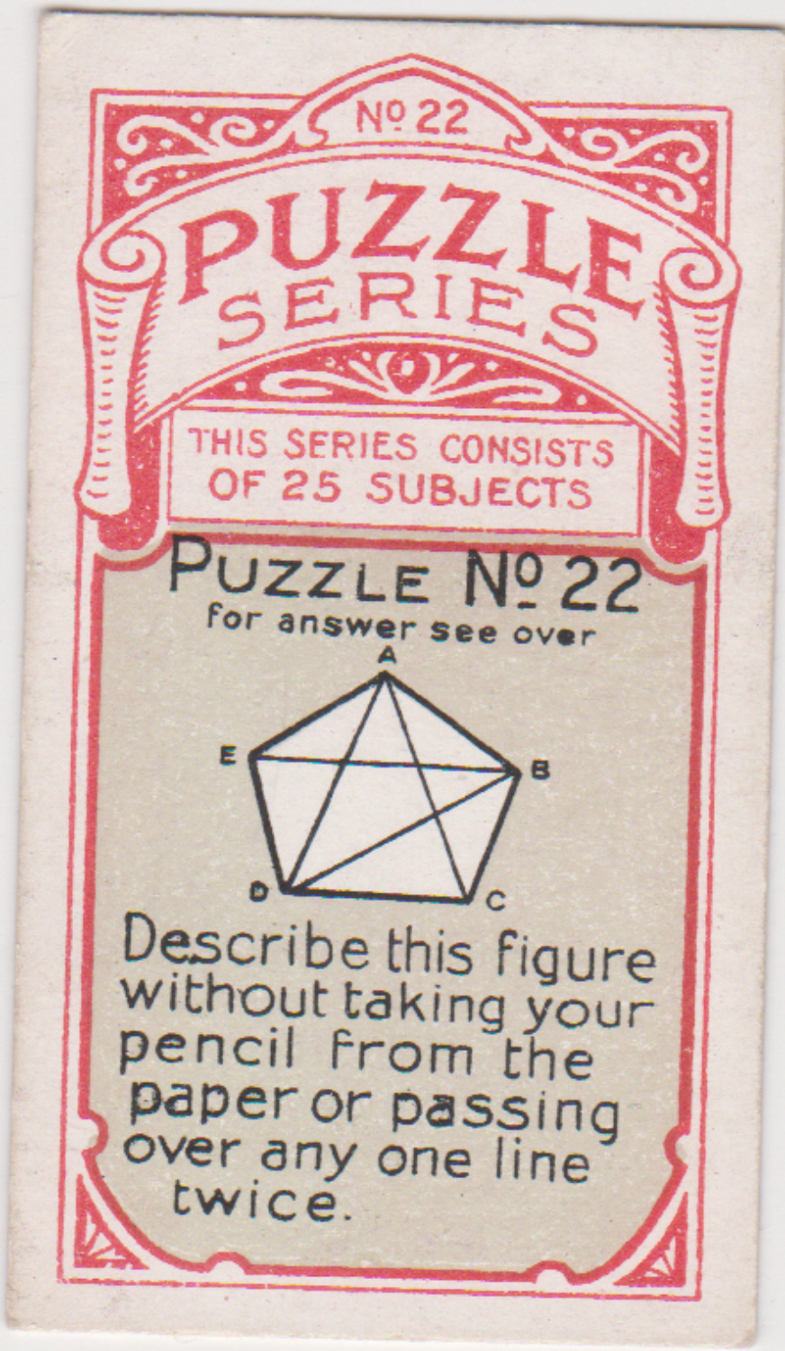 B A T Puzzle Series No 22 Printed Back no name - Click Image to Close