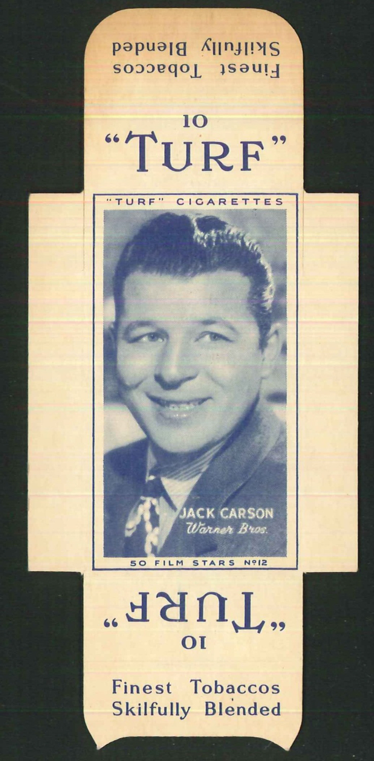 Carreras Turf Full Slides Film Stars No12 Jack Carson - Click Image to Close