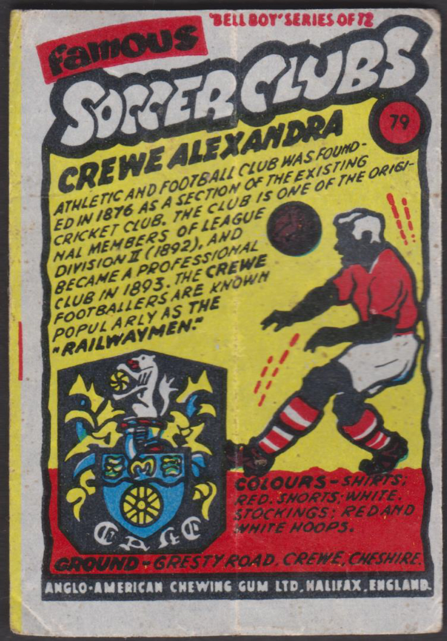 Anglo-American-Chewing-Gum-Wax-Wrapper-Famous-Soccer-Clubs-No-79-Crewe Alexandra - Click Image to Close