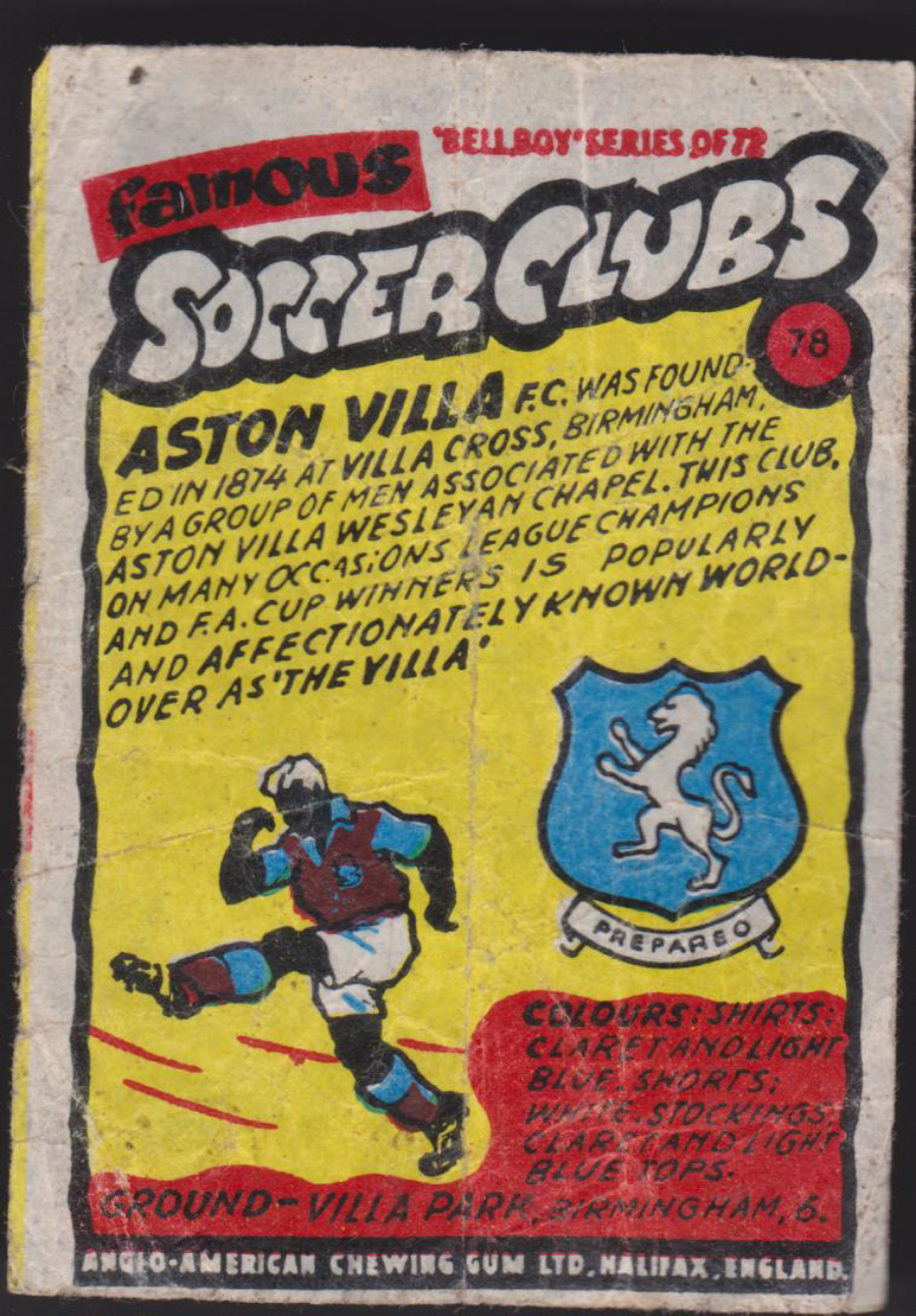 Anglo-American-Chewing-Gum-Wax-Wrapper-Famous-Soccer-Clubs-No-78 - Aston Villa