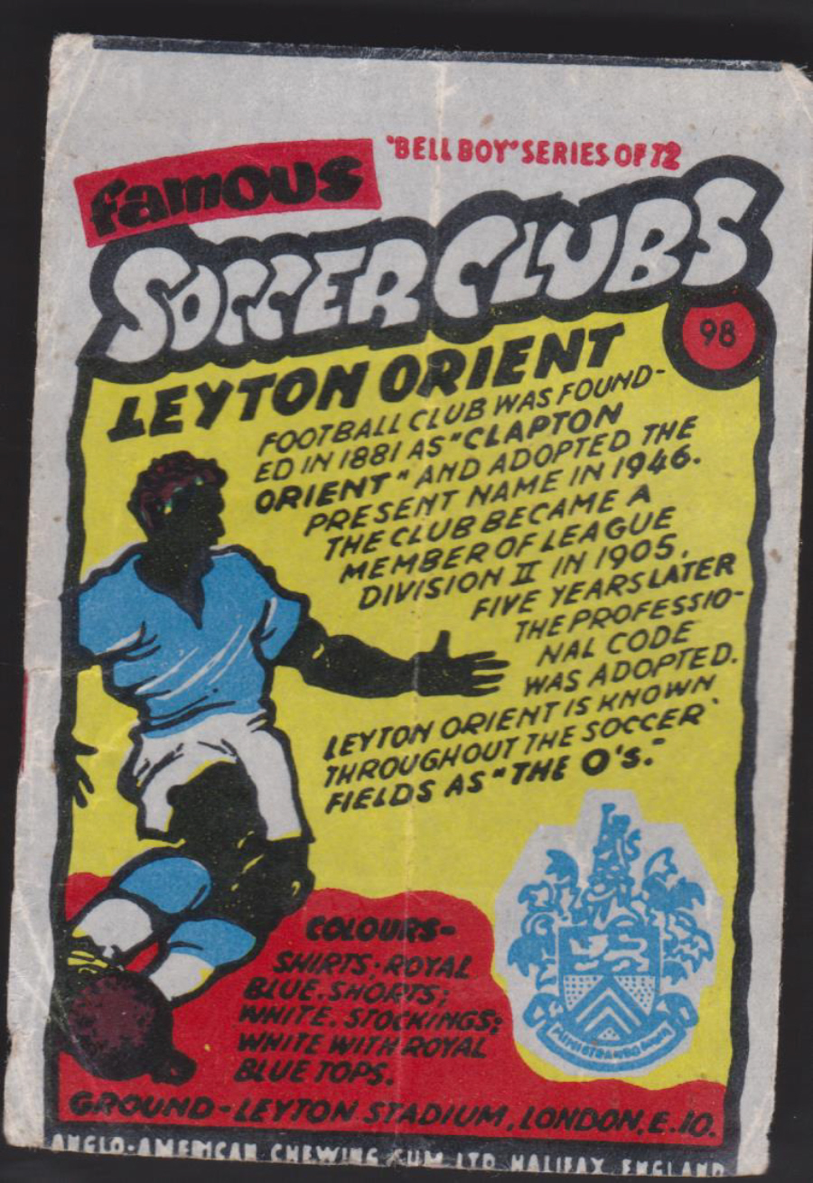 Anglo-American-Chewing-Gum-Wax-Wrapper-Famous-Soccer-Clubs-No-98 - Leyton Orient - Click Image to Close