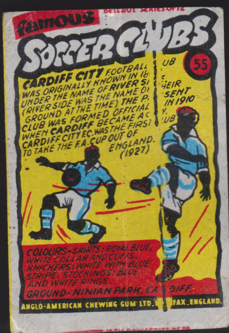 Anglo-American-Chewing-Gum-Wax-Wrapper-Famous-Soccer-Clubs-No-55 - Cardiff City - Click Image to Close
