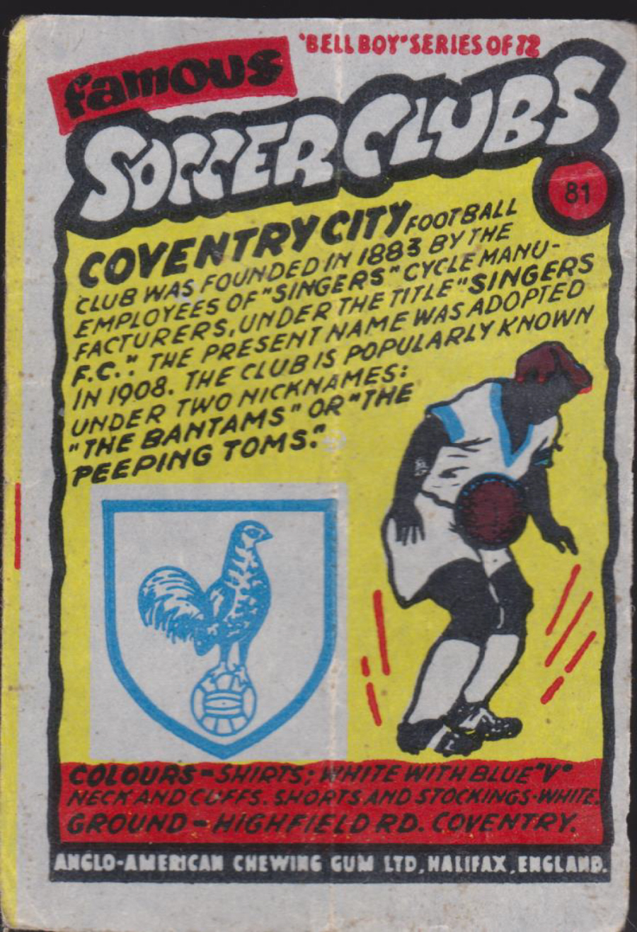 Anglo-American-Chewing-Gum-Wax-Wrapper-Famous-Soccer-Clubs-No-81 - Coventry City - Click Image to Close
