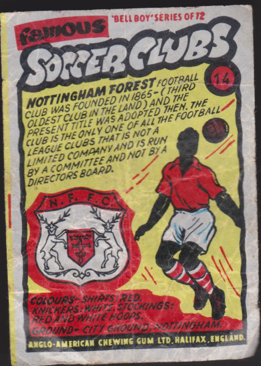 Anglo-American-Chewing-Gum-Wax-Wrapper-Famous-Soccer-Clubs-No-14 - Nottingham Forest - Click Image to Close