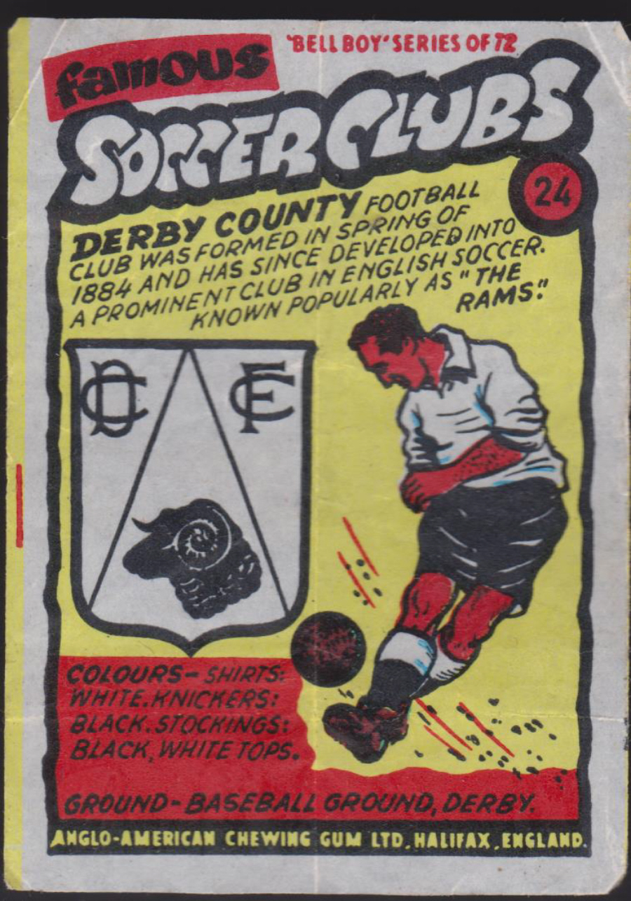 Anglo-American-Chewing-Gum-Wax-Wrapper-Famous-Soccer-Clubs-No-24 - Derby County - Click Image to Close