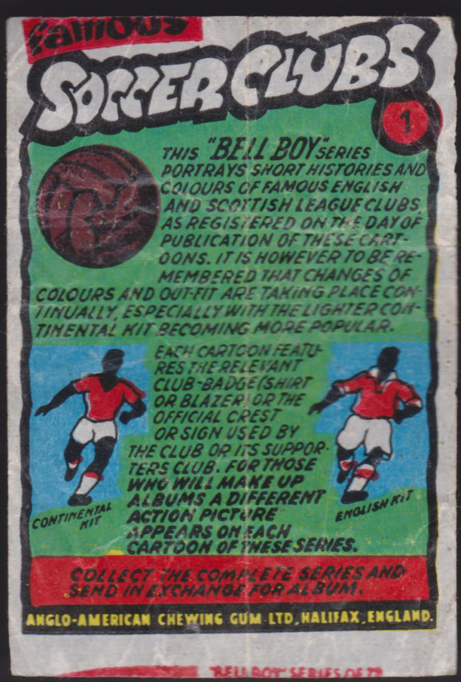 Anglo-American-Chewing-Gum-Wax-Wrapper-Famous-Soccer-Clubs-No-1 -