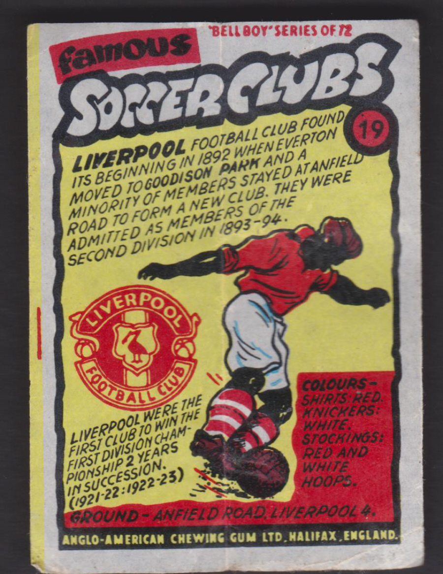 Anglo-American-Chewing-Gum-Wax-Wrapper-Famous-Soccer-Clubs-No-19 - Liverpool F C - Click Image to Close