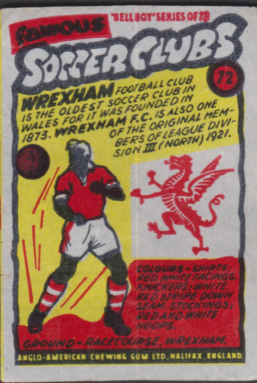 Anglo-American-Chewing-Gum-Wax-Wrapper-Famous-Soccer-Clubs-No-72 - Wrexham F C