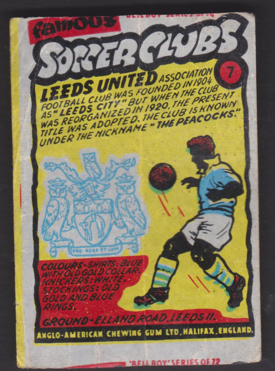 Anglo-American-Chewing-Gum-Wax-Wrapper-Famous-Soccer-Clubs-No-7 - Leeds United F C
