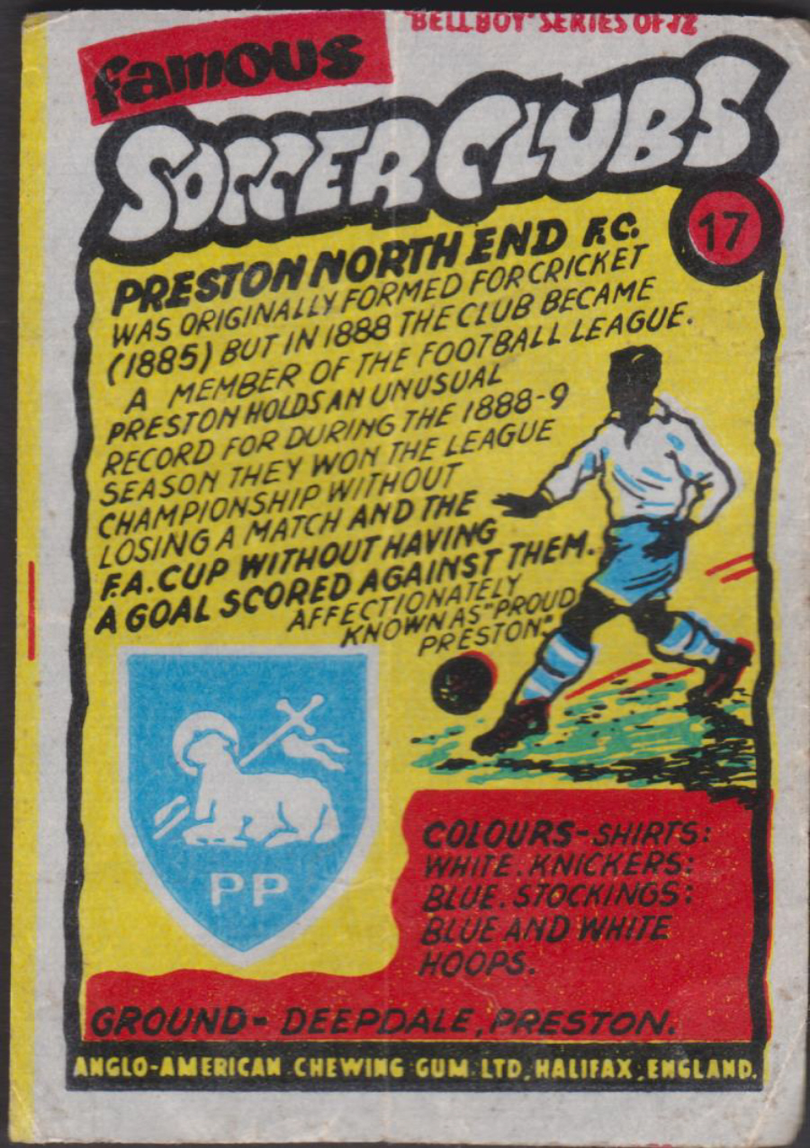 Anglo-American-Chewing-Gum-Wax-Wrapper-Famous-Soccer-Clubs-No-17 - Preston North End F C