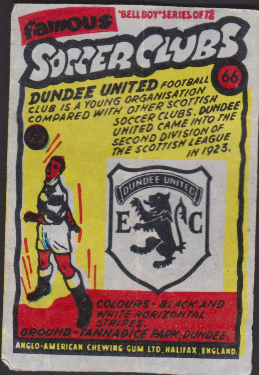 Anglo-American-Chewing-Gum-Wax-Wrapper-Famous-Soccer-Clubs-No-66 -Dundee United
