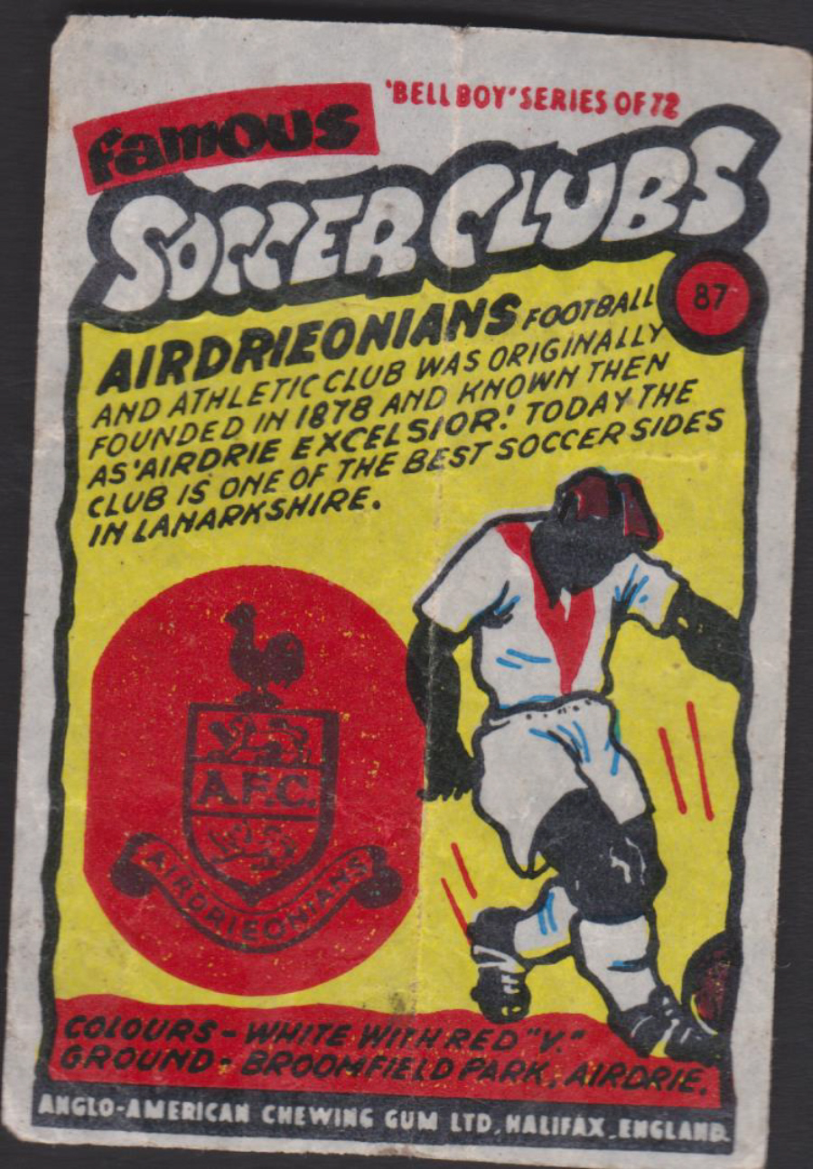 Anglo-American-Chewing-Gum-Wax-Wrapper-Famous-Soccer-Clubs-No-87- Airdrieonians - Click Image to Close