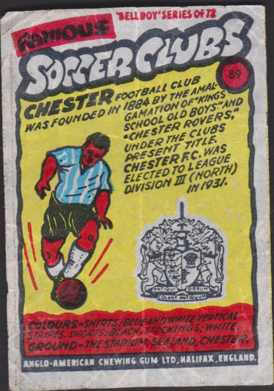 Anglo-American-Chewing-Gum-Wax-Wrapper-Famous-Soccer-Clubs-No-89- Chester - Click Image to Close