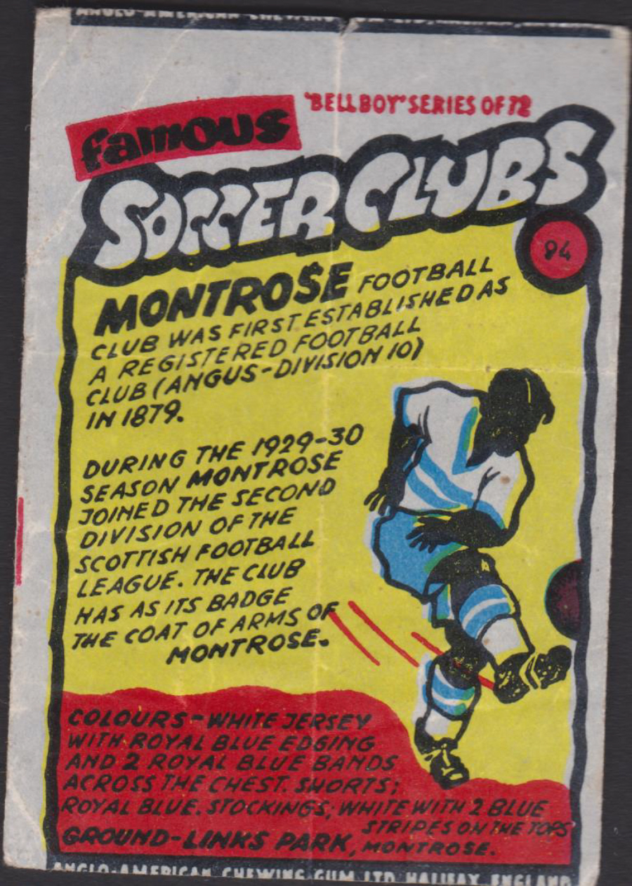 Anglo-American-Chewing-Gum-Wax-Wrapper-Famous-Soccer-Clubs-No-94 -Montrose - Click Image to Close