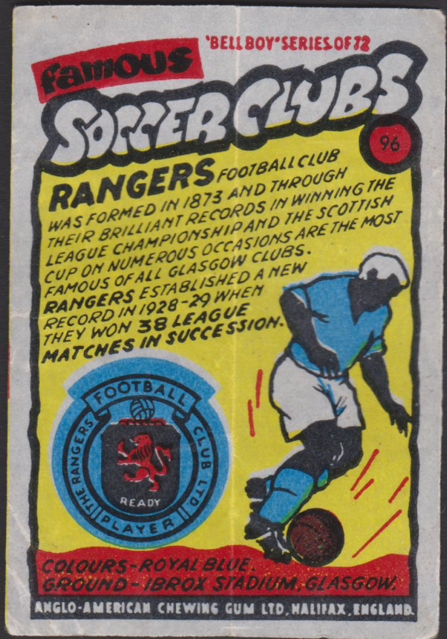 Anglo-American-Chewing-Gum-Wax-Wrapper-Famous-Soccer-Clubs-No-96- Rangers