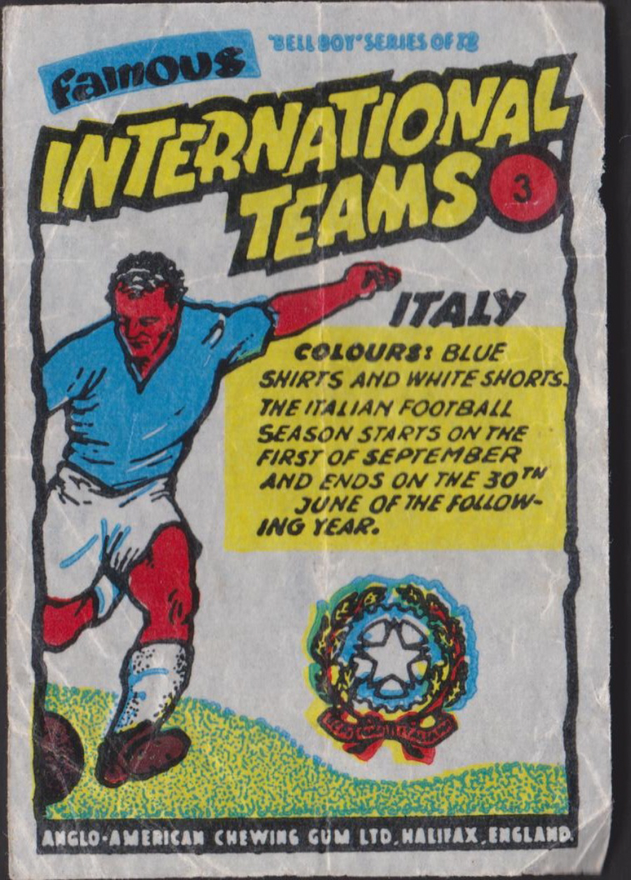 Anglo-American-Chewing-Gum-Wax-Wrapper-Famous International Teams -No- 3 - Italy